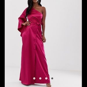 ASOS Missguided one shoulder drape maxi dress